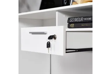 Irbene Skrivebord 120 cm med Oppbevaring Hyller + Låsbar Sku - Hvit - Møbler - Bord - Kontorbord - Skrivebord