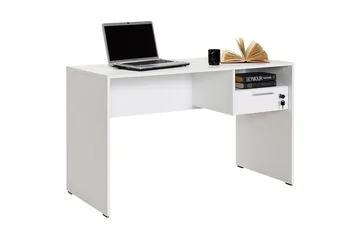 Irbene Skrivebord 120 cm med Oppbevaring Hyller + Låsbar Sku - Hvit - Møbler - Bord - Kontorbord - Skrivebord
