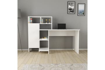 Irbene Skrivebord 135 cm med Oppbevaring Hyller + Skap - Hvit - Møbler - Bord - Kontorbord - Skrivebord