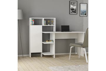 Irbene Skrivebord 135 cm med Oppbevaring Hyller + Skap - Hvit - Møbler - Bord - Kontorbord - Skrivebord