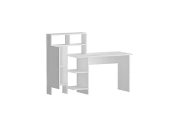 Irbene Skrivebord 135 cm med Oppbevaring Hyller + Skap - Hvit - Møbler - Bord - Kontorbord - Skrivebord