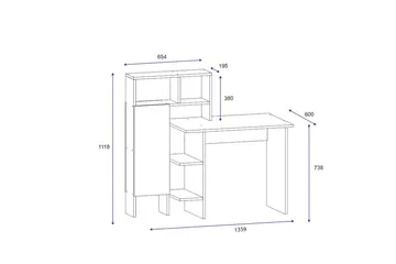 Irbene Skrivebord 135 cm med Oppbevaring Hyller + Skap - Natur/Antracit - Møbler - Bord - Kontorbord - Skrivebord
