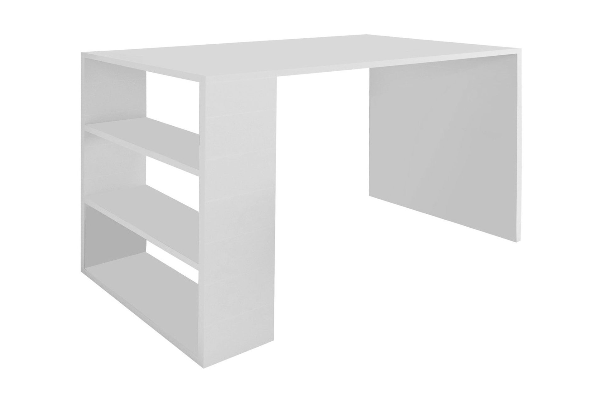 Irbene Skrivebord 90 cm med Oppbevaring 3 Hyller - Hvit