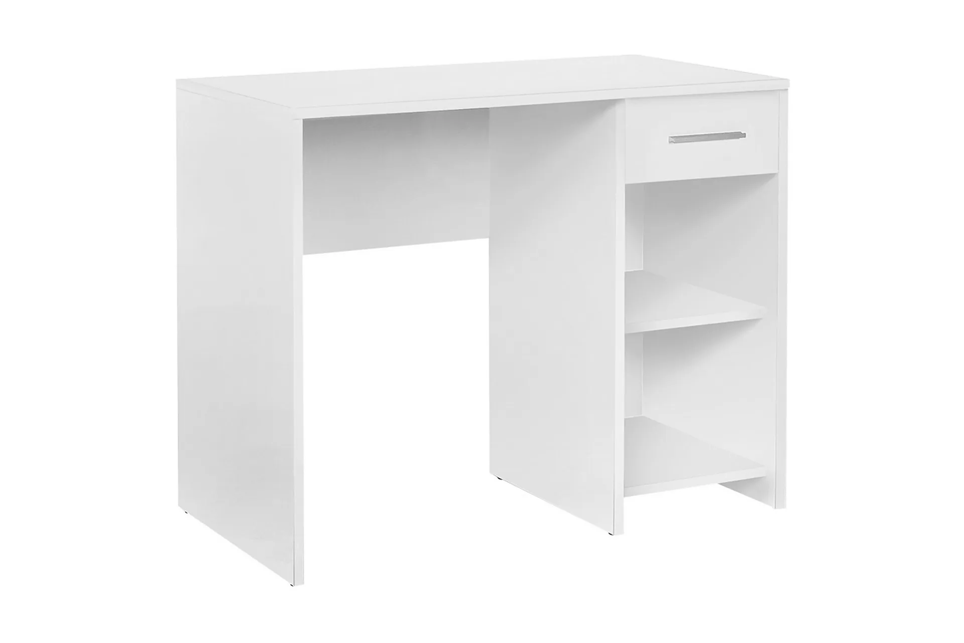 Irbene Skrivebord 90 cm med Oppbevaring Skuff + 2 Hyller - Hvit