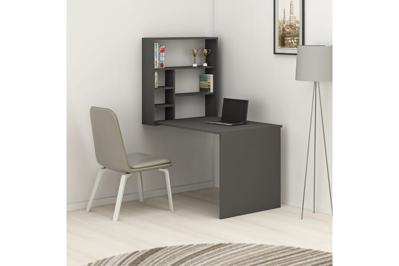 Irbene Veggskrivebord 59 cm med Oppbevaring Hylle - Antrasitt - Møbler - Bord - Kontorbord - Skrivebord