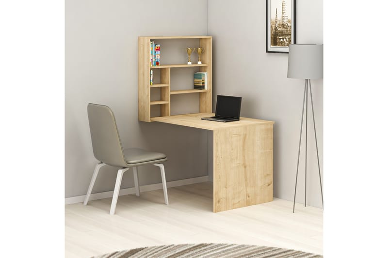 Irbene Veggskrivebord 59 cm med Oppbevaring Hylle - Natur - Møbler - Bord - Kontorbord - Skrivebord