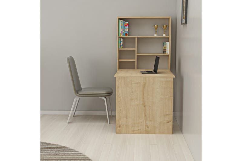 Irbene Veggskrivebord 59 cm med Oppbevaring Hylle - Natur - Møbler - Bord - Kontorbord - Skrivebord