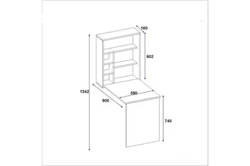 Irbene Veggskrivebord 59 cm med Oppbevaring Hylle - Natur - Møbler - Bord - Kontorbord - Skrivebord