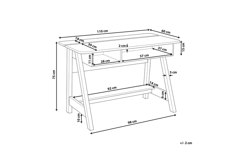 Jackson Skrivebord 110 cm med Oppbevaringshylle - Hvit - Skrivebord