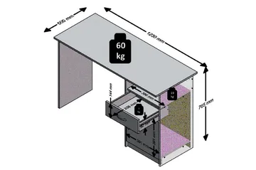 Jackson Skrivebord 123 cm med Oppbevaring Hylle + Skuff + Sk - Hvit/Svart - Møbler - Bord - Kontorbord - Skrivebord