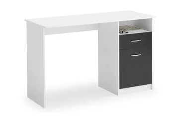 Jackson Skrivebord 123 cm med Oppbevaring Hylle + Skuff + Sk - Hvit/Svart - Møbler - Bord - Kontorbord - Skrivebord