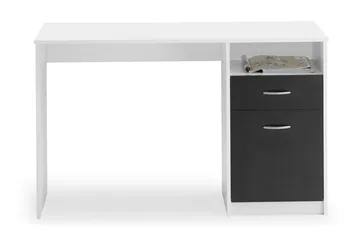 Jackson Skrivebord 123 cm med Oppbevaring Hylle + Skuff + Sk - Hvit/Svart - Møbler - Bord - Kontorbord - Skrivebord