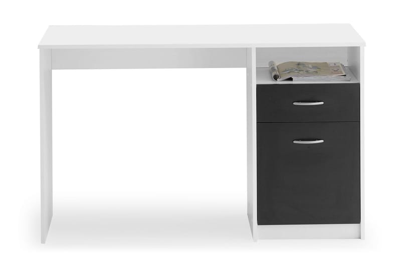 Jackson Skrivebord 123 cm med Oppbevaring Hylle + Skuff + Sk, Hvit/Svart