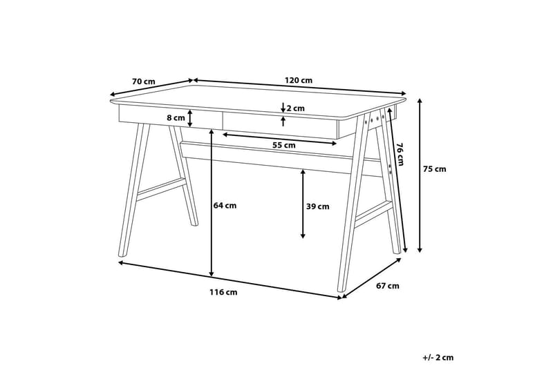 Jahnyia Skrivebord 120 cm 2 Skuffer - Lysebrun - Møbler - Bord - Kontorbord - Skrivebord