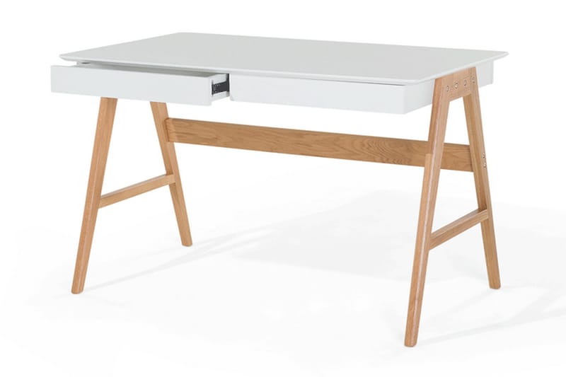Jahnyia Skrivebord 120 cm med Oppbevaring 2 Skuffer - Hvit/Eik - Møbler - Bord - Kontorbord - Skrivebord