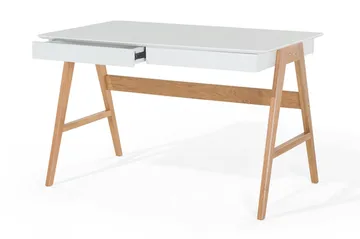 Jahnyia Skrivebord 120 cm med Oppbevaring 2 Skuffer - Hvit/Eik - Møbler - Bord - Kontorbord - Skrivebord