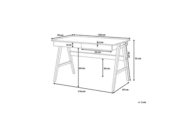 Jahnyia Skrivebord 120 cm med Oppbevaring 2 Skuffer - Hvit/Eik - Møbler - Bord - Kontorbord - Skrivebord