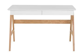 Jahnyia Skrivebord 120 cm med Oppbevaring 2 Skuffer - Hvit/Eik - Møbler - Bord - Kontorbord - Skrivebord