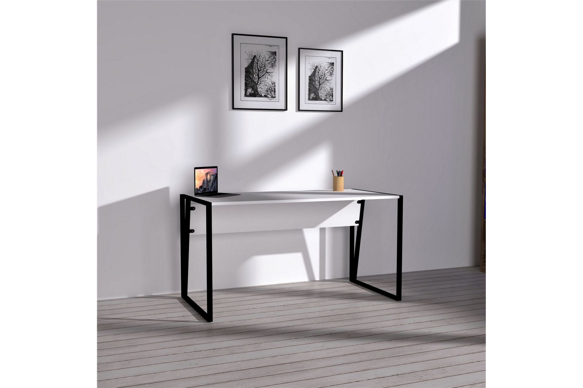 Jarlech Skrivebord 140 cm - Hvit/Svart - Møbler - Bord - Kontorbord - Skrivebord