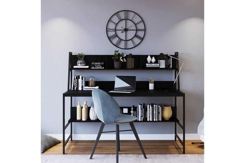 Kalldrun Skrivebord 140 cm med Oppbevaringshyller - Svart - Møbler - Bord - Kontorbord - Skrivebord