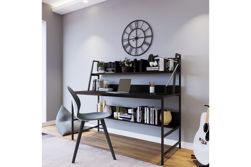 Kalldrun Skrivebord 140 cm med Oppbevaringshyller - Svart - Møbler - Bord - Kontorbord - Skrivebord