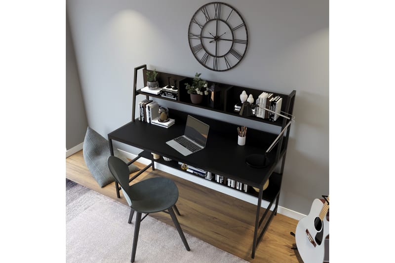 Kalldrun Skrivebord 140 cm med Oppbevaringshyller - Svart - Møbler - Bord - Kontorbord - Skrivebord
