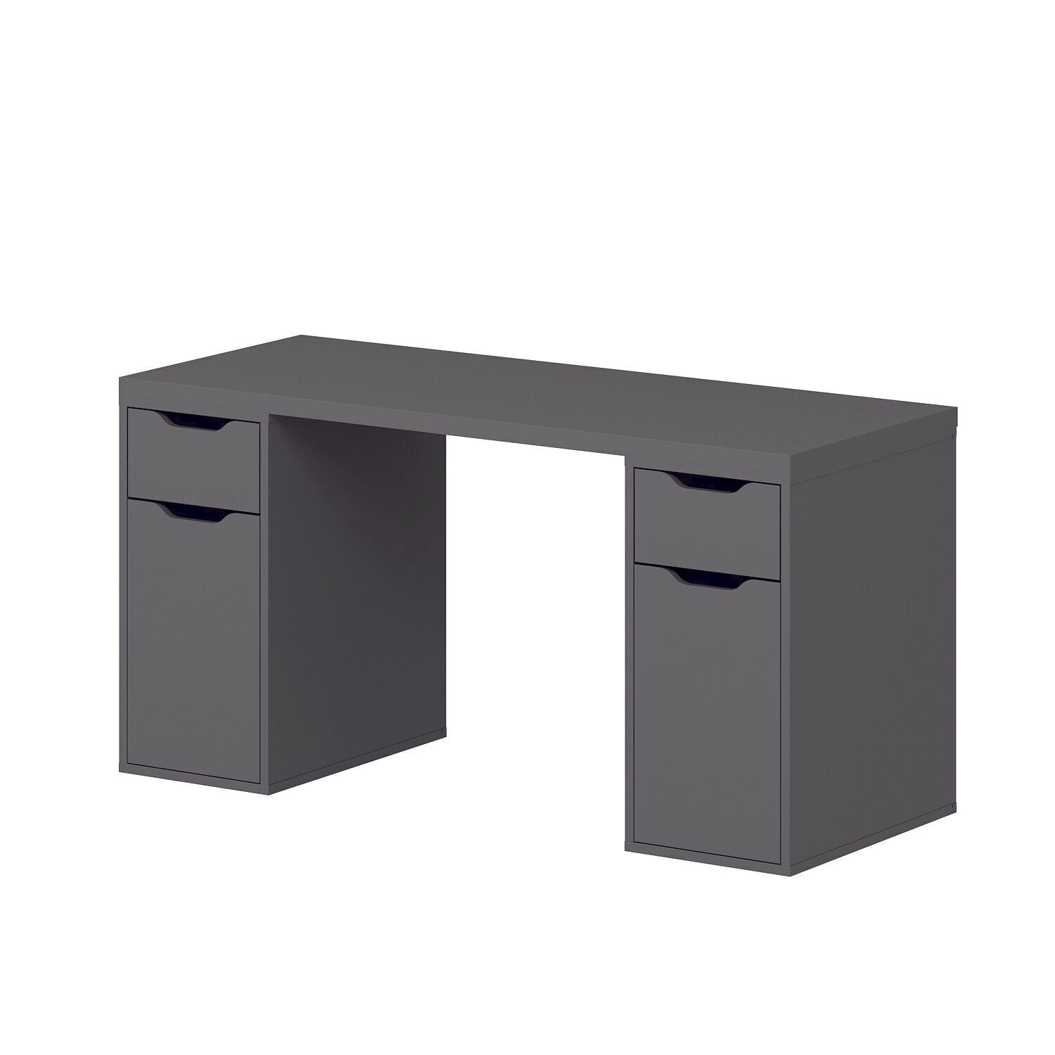 Skrivebord Kalune Design Alen 150 cm (150 x 75 x 60 cm) Antrasitt 2 skuffer 2 skap - Antrasitt