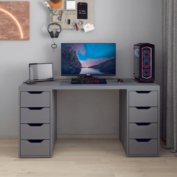 Skrivebord Kalune Design Alen 150 cm (150 x 75 x 60 cm) Antrasitt 8 skuffer - Antrasitt - Møbler - Bord - Kontorbord - Skrivebord