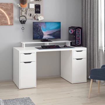 Skrivebord Kalune Design Alen 150 cm (150 x 75 x 60 cm) Hvit 2 skuffer 2 skap - Hvit - Møbler - Bord - Kontorbord - Skrivebord