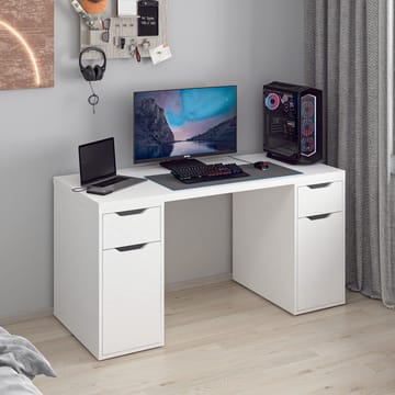 Skrivebord Kalune Design Alen 150 cm (150 x 75 x 60 cm) Hvit 2 skuffer 2 skap - Hvit - Møbler - Bord - Kontorbord - Skrivebord