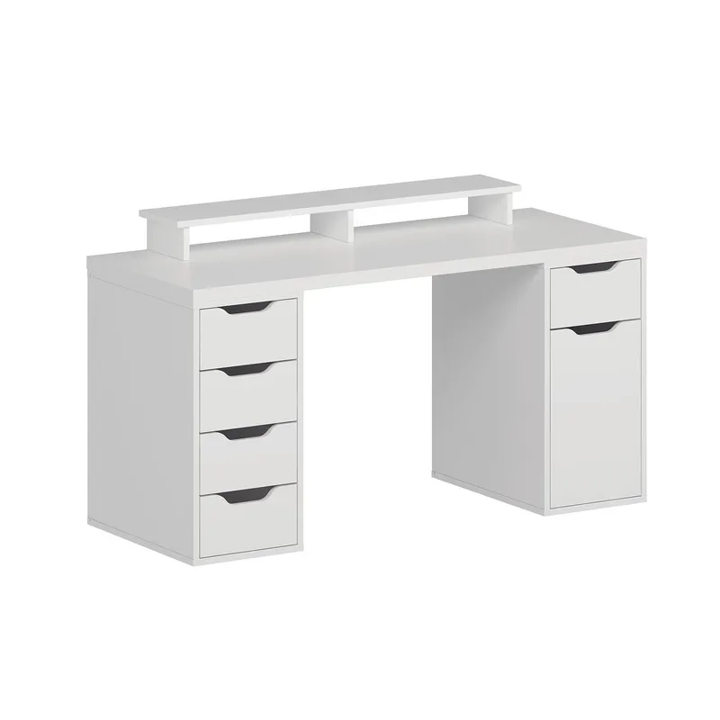 Skrivebord Kalune Design Alen 150 cm (150 x 75 x 60 cm) Hvit 5 skuffer, Hvit