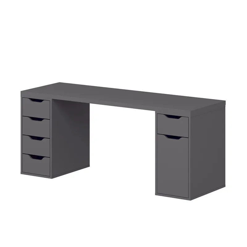 Skrivebord Kalune Design Alen 180 cm (180 x 75 x 60 cm) Antrasitt 5 skap, Antrasitt
