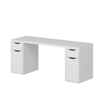 Skrivebord Kalune Design Alen 180 cm (180 x 75 x 60 cm) Hvit 2 skuffer 2 skap - Hvit - Møbler - Bord - Kontorbord - Skrivebord