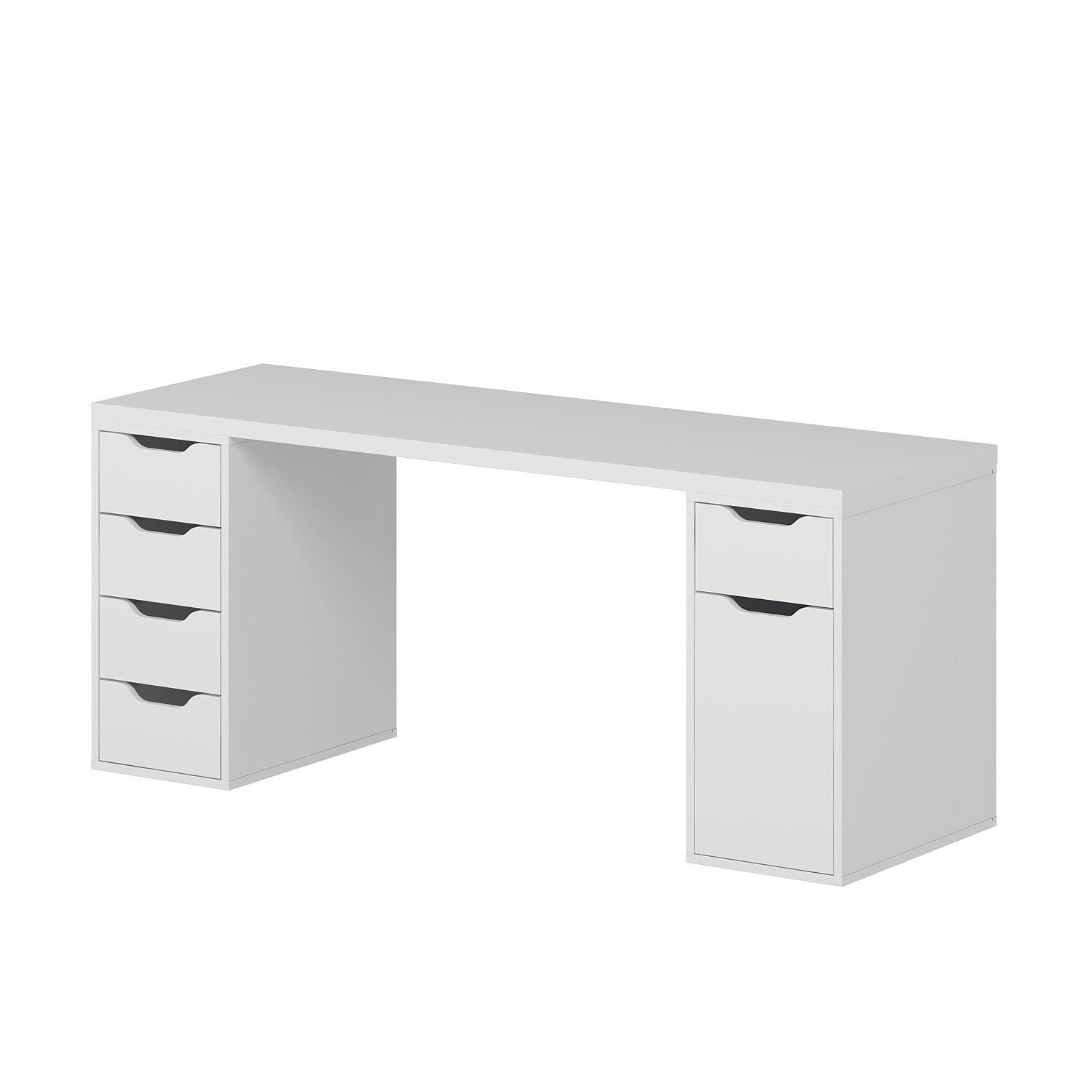 Skrivebord Kalune Design Alen 180 cm (180 x 75 x 60 cm) Hvit 5 skap - Hvit