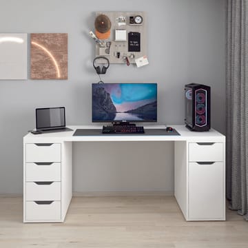 Skrivebord Kalune Design Alen 180 cm (180 x 75 x 60 cm) Hvit 5 skap - Hvit - Møbler - Bord - Kontorbord - Skrivebord