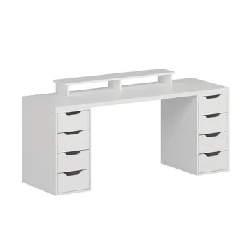 Skrivebord Kalune Design Alen 180 cm (180 x 75 x 60 cm) Hvit 8 skuffer - Hvit - Møbler - Bord - Kontorbord - Skrivebord