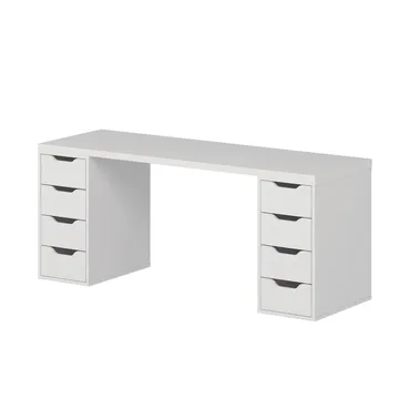 Skrivebord Kalune Design Alen 180 cm (180 x 75 x 60 cm) Hvit 8 skuffer - Hvit - Møbler - Bord - Kontorbord - Skrivebord