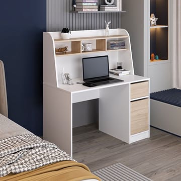 Skrivebord Kalune Design Orina (120 x 135 x 60 cm) Hvit valnøtt - Hvit og valnøtt - Møbler - Bord - Kontorbord - Skrivebord