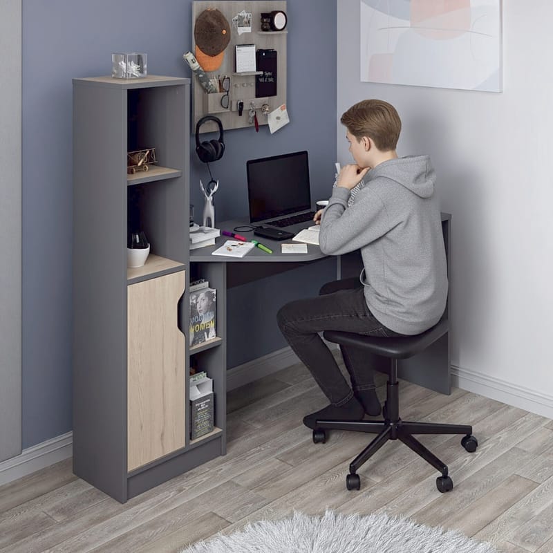 Skrivebord Kalune Design Viora (150 x 140 x 60 cm) Antrasitt valnøtt - Antrasitt/Valnøtt - Møbler - Bord - Kontorbord - Skrivebord
