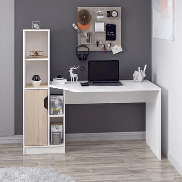 Skrivebord Kalune Design Viora (150 x 140 x 60 cm) Hvit valnøtt - Hvit og valnøtt - Møbler - Bord - Kontorbord - Skrivebord
