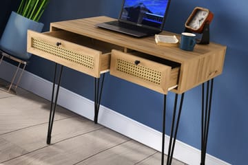 Karosta Skrivebord 105 cm med Oppbevaring 2 Skuffer - Natur/Svart - Møbler - Bord - Kontorbord - Skrivebord