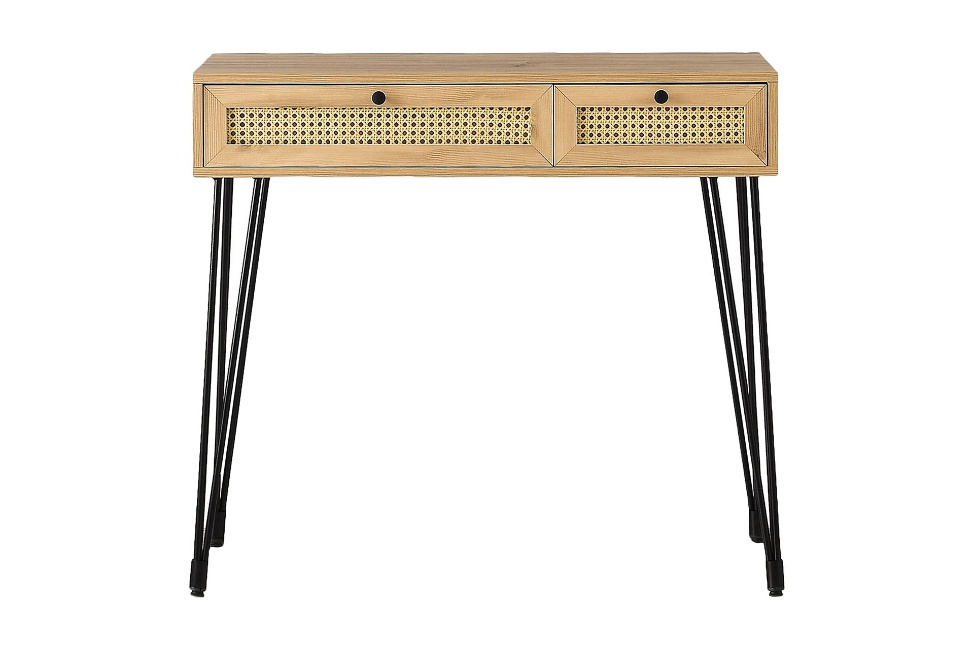 Karosta Skrivebord 105 cm med Oppbevaring 2 Skuffer - Natur/Svart - Møbler - Bord - Kontorbord - Skrivebord