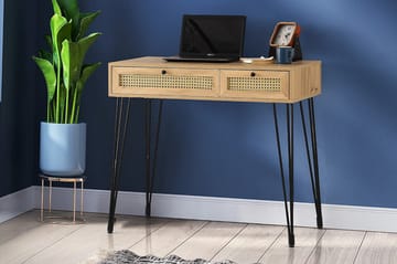 Karosta Skrivebord 105 cm med Oppbevaring 2 Skuffer - Natur/Svart - Møbler - Bord - Kontorbord - Skrivebord