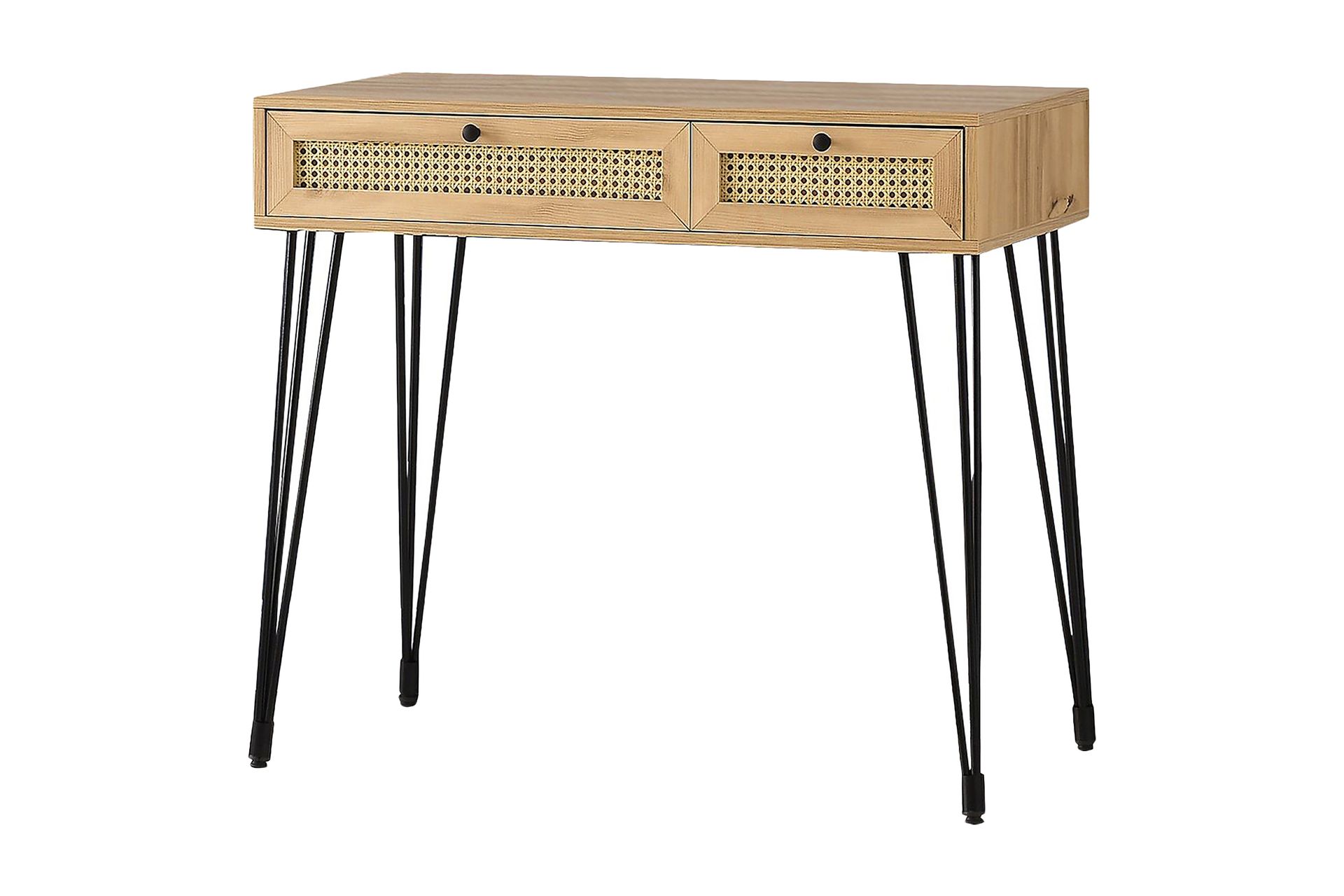 Karosta Skrivebord 105 cm med Oppbevaring 2 Skuffer - Natur/Svart - Møbler - Bord - Kontorbord - Skrivebord