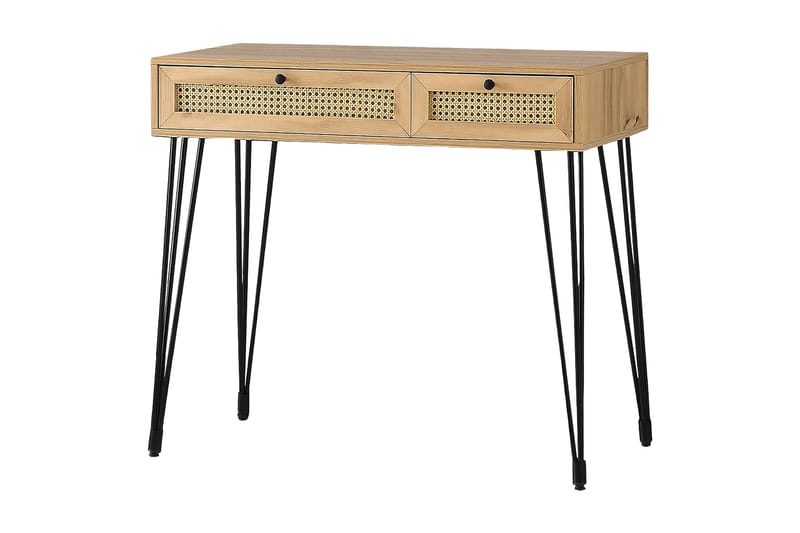 Karosta Skrivebord 105 cm med Oppbevaring 2 Skuffer - Natur/Svart - Skrivebord