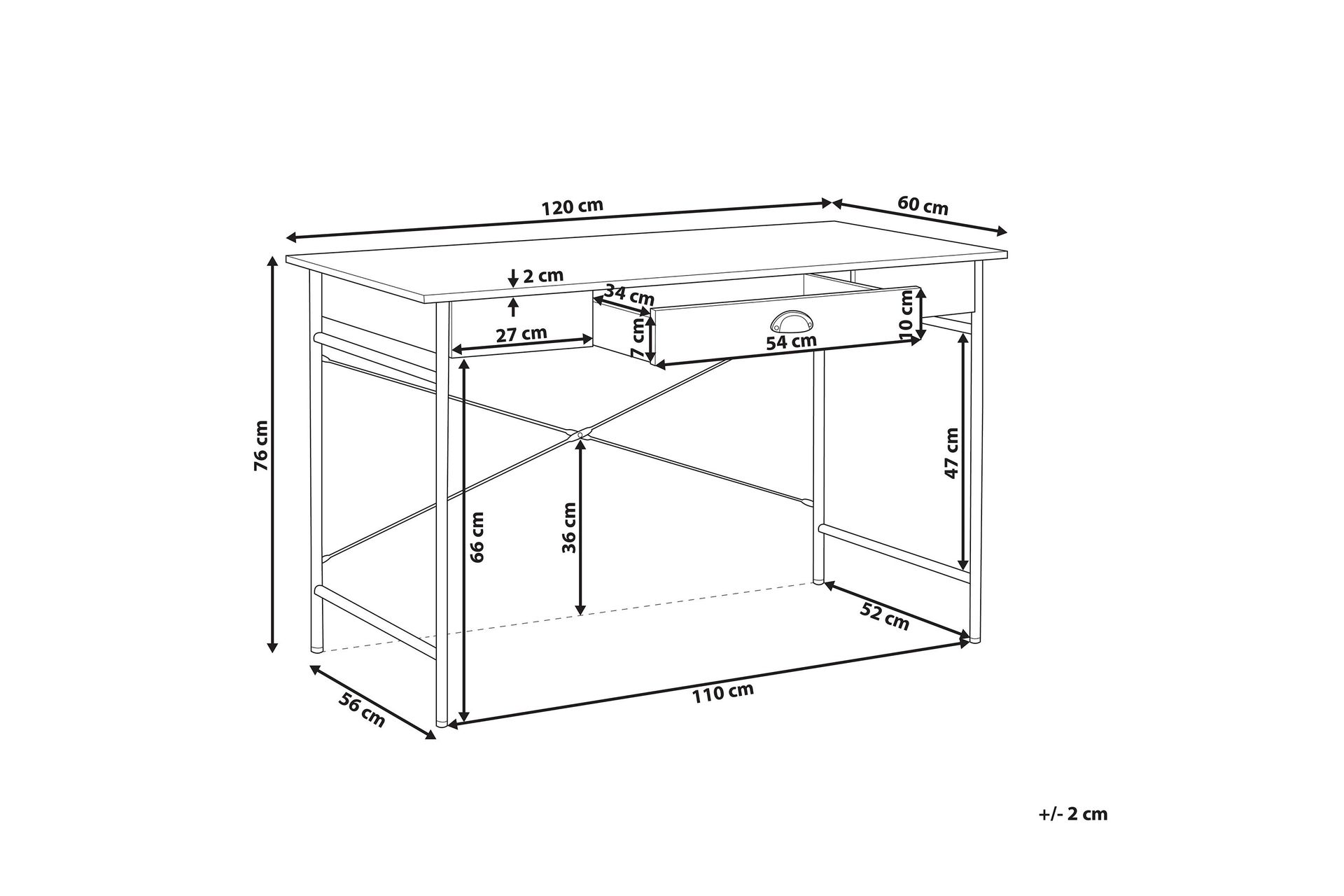 Kataliya Skrivebord 120 cm med Oppbevaringsskuff - Lyst Tre - Møbler - Bord - Kontorbord - Skrivebord