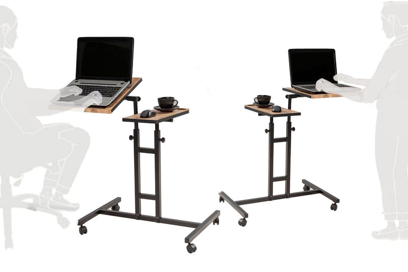 Kaulia StåSkrivebord 67 cm Små Bilder - Tre/natur/Svart - Møbler - Bord - Kontorbord - Skrivebord - Hev og senkbart skrivebord