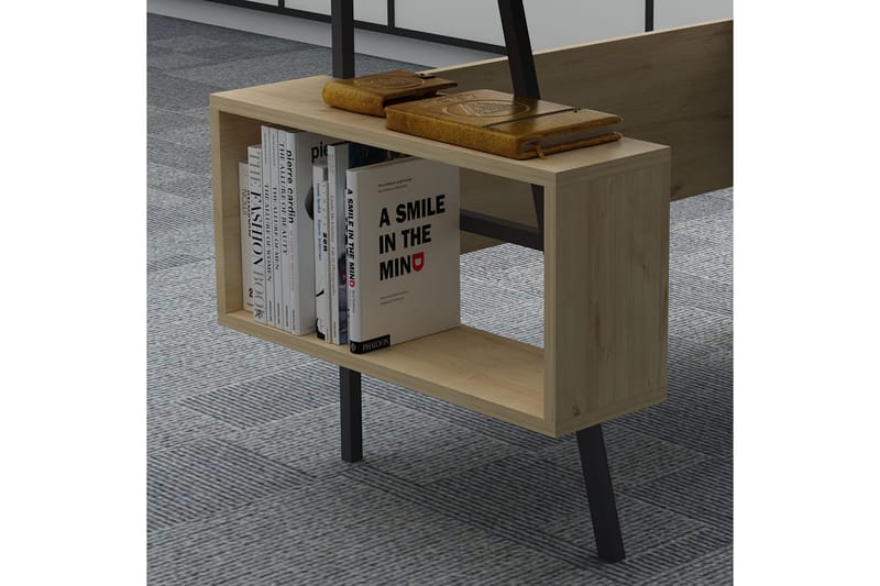 Kaynta Skrivebord 120x73,8x120 cm med oppbevaring - Grå/Brun - Skrivebord