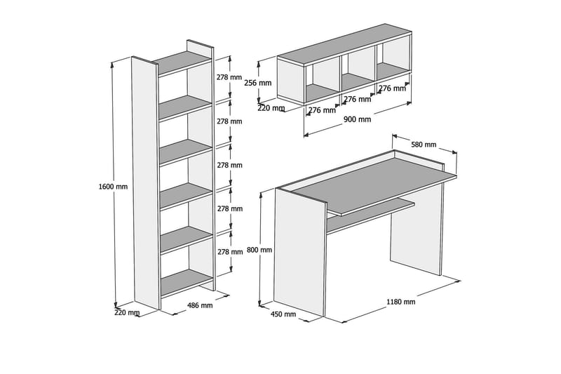Kazeck Kontormøbler 118 cm - Hvit - Møbler - Bord - Kontorbord - Skrivebord