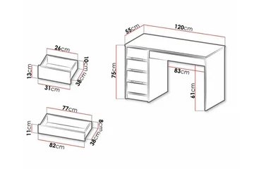 Kintore Skrivbord 120 cm Black - Møbler - Bord - Kontorbord - Skrivebord